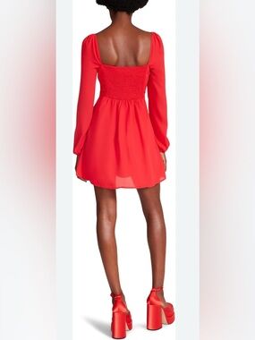 Tash + Sophie Chiffon Long-Sleeve Smocked Back Mini Dress size S